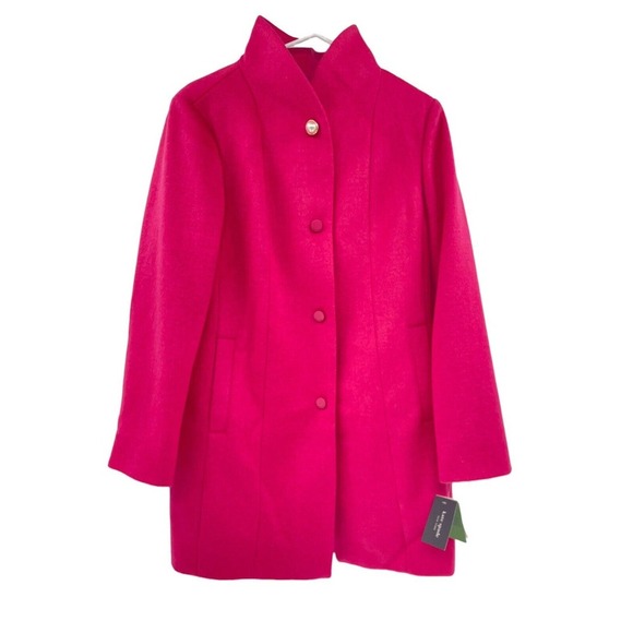KATE SPADE Wool Blend Jacket M Stand Collar Changeable Buttons Coat Pink $348 - Picture 2 of 15